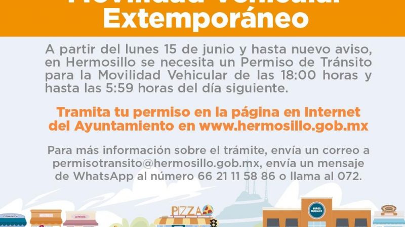 Habilitan plataforma digital para solicitar permiso de tránsito a partir de las 18:00 horas en Hermosillo