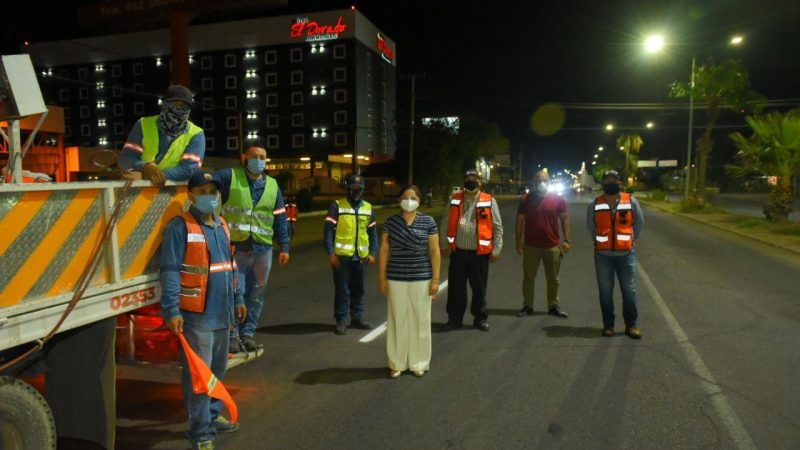 Supervisa alcaldesa Celida López avance de HMO en colocación de pintura vial