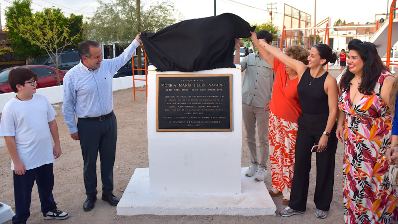 Devela Toño Astiazarán placa del parque “Mónica Félix Navarro”, obra ganadora del presupuesto CRECES 2024